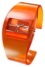 Modische Plastik-Spangen-Uhr Orange von Mavis Cityline