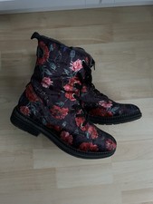 Damen Schnür Stiefeletten - Jana - Blumenmuster Bunt Größe 40