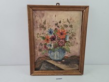 Malerei Stillleben Blumenvase signiert Rahmen Deko #243950