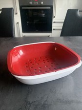 TUPPERWARE Allegra Servierschale mit Siebeinsatz Siebservierer rot weiß 1,3 l