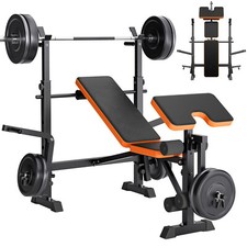 Hantelbank Set klappbare Trainingsbank mit Langhantelständer Butterfly Curlpult