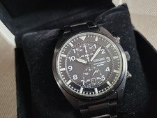 Seiko Chrono schwarz, sehr selten, 7T-94 OBLO Military Field