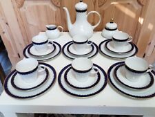 Hutschenreuther Kaffeeservice Goldrand Blau Weiß echt Kobalt 21 teilig