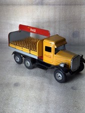 Coca Cola Göso LKW Blech Spielzeug Lastwagen Flaschen Kisten Aufzugswerk 50/60er