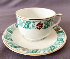 Zarte ART DECO Mokkatasse Friedrich KAESTNER, Sachsen "GRÜN-GOLD"
