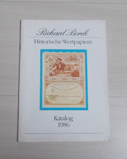 Katalog Historische Wertpapiere Richard Borek 1986