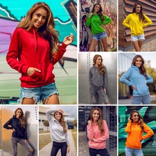 Kapuzenpullover Hoodie Sweatshirt Pullover Sport Basic Damen BOLF Unifarben