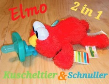 Bright Starts Sesamstraße Elmo 2 in 1 Kuscheltier & Schnuller NEU (Ohne Etikett)