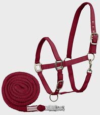 Pferde Halfter + Strick Set Waldhausen Satin burgunderrot  Pony