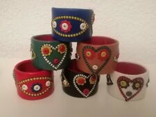 Alte Serviettenringe, Vintage, 6 Stück, Marokko, 70er Jahre, Leder, Satin 