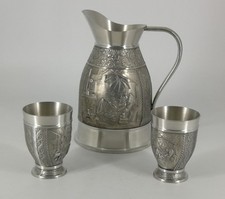 Hochwertiges Zinn-Set 3-tlg. Zinn-Becker Stuttgart Krug & 2 Becher 95% Zinn