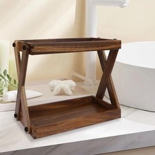 Holz-Arbeitsplattenregal, Rustikal, Retro, Stabil, 2 Ebenen, Für Theke,