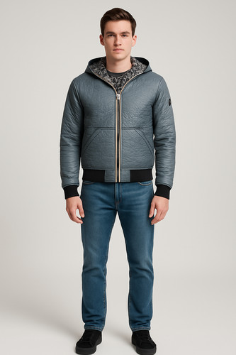 Herren wendejacke grau - grau, kariert