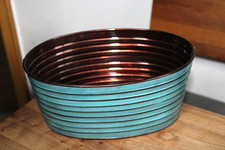 Ovale Blechwanne mit Rillenstruktur, Höhe 13 cm, Länge 29,5 cm, Breite 21 cm