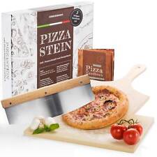 Pizzastein Set DELUXE Pizza Stein aus Cordierit / Pizzaschaufel / Pizzaschneider