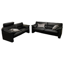 Erpo Polstergruppe GA210 Leder E 170 136 Schwarz Mit Armlehnkissen 