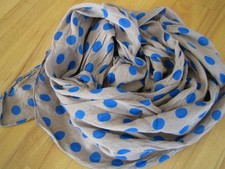 Schal Tuch❤️ Seide Scarf Halstuch Damen weich schlamm blau Punkte NEU ITALY