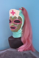 Latex Maske/ Hood/ Krankenschwester/ medical/ mit Zopf/ Größe S