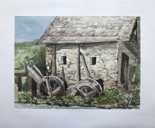 Aquarell wassermühle - aquarell,