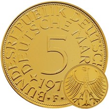 5 DM Silberadler  24 Karat vergoldet Geschenk Geburtstag 7g Feinsilber 1951-1974