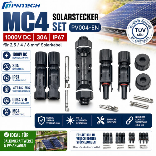 Mc4 solarstecker set - solarstecker, 1.000v