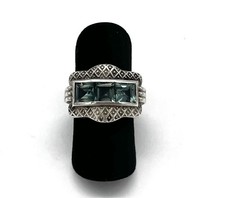 835/- Silberring, simulierte Diamanten, Quadrat, Muster, 13,5 mm breit, Gr. 53