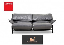 Cassina Veranda Leder Zweisitzer Grau Sofa Couch Designer Klassiker Funktion