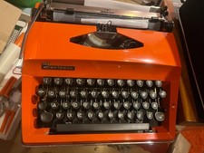 1970er Adler Contessa de luxe Schreibmaschine mit Koffer orange Vintage