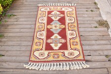Türkischer Teppich 31 Zoll x 51 Zoll Vintage Teppich Milas Carpet 2 x 4 Rug N...