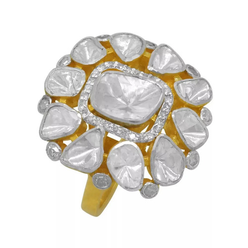 Uncut polki diamantring 925 - polki,