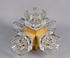 Peil und Putzler Vintage Deckenlampe 70er Jahre Design Messing Glas