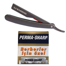 Professionelles Barber Rasiermesser + 100 Perma-Sharp Klingen Rasierset