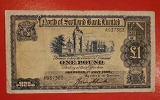 North of Scotland Bank Limited 1 Pound 1938 1st Date/Präfix. 