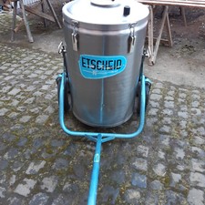 Milchtank, Edelstahltank, isoliert, doppelwandig mit original Transportkarre