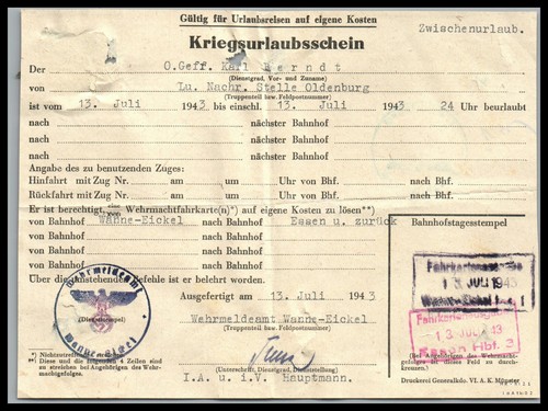 Kriegsurlaubsschein wk2 - kriegsurlaubsschein,