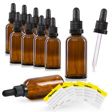 10 x 50ml Oputec Pipettenflasche aus Braunglas + 10 Etiketten, Apothekerflasche 