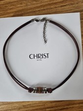 Fossil JF00899797 Herren Halskette Edelstahl Leder Braun Lederelemente 50 cm