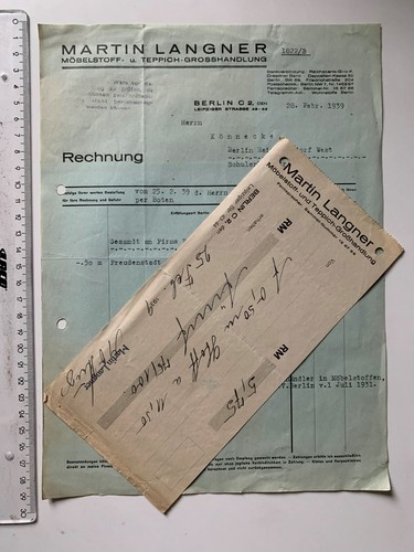Rechnung 1939 teppich - rechnung,