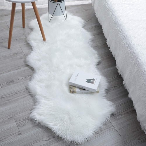 Faux lammfell teppich - faux, weiß