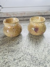 2 goldene Mosaik Windlichter