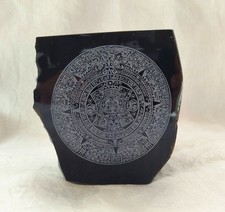 Aztekischer Sonnenstein Gravur Obsidian dekorativ über 1000 gr.