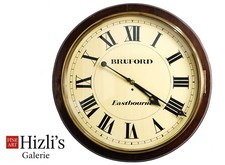 ANTIKE GROßE ENGLISCHE BRUFORD EASTBOURNE LADEN WANDUHR 1890-1915 KETTE SCHNECKE