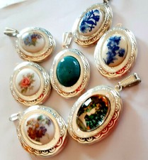 Shabby Style Medallion silbern mit Porzellan / Glas Cabochon, madalyon, medallón