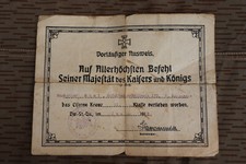 Vorl. Ausweis Eisernes Kreuz 2.Klasse 1.Weltkrieg 1918 Urkunde Besitzzeugnis EK2