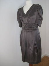 BOSS ORANGE SEIDEN KLEID GR.38 BRAUN GRAU TAUPE SEHR ELEGANT ABENDKLEID 