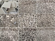 GRAU Lego Steine Teile Bricks Parts Platten Fliesen Pflanzen konvolut NEU