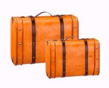 Holzkoffer Schatzkiste Dekokoffer Truhe Koffer Holz Kiste Aufbewahrung Retro