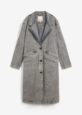 Neu Trenchcoat aus Reverskragen Gr. 48 Anthrazit Washed Damen Long-Mantel Coat