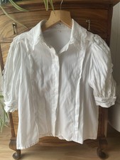 Gr.36 -34 Trachtenbluse weiß
