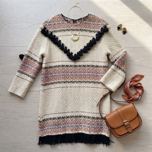 Zara jacquard kleid mit - jacquard,